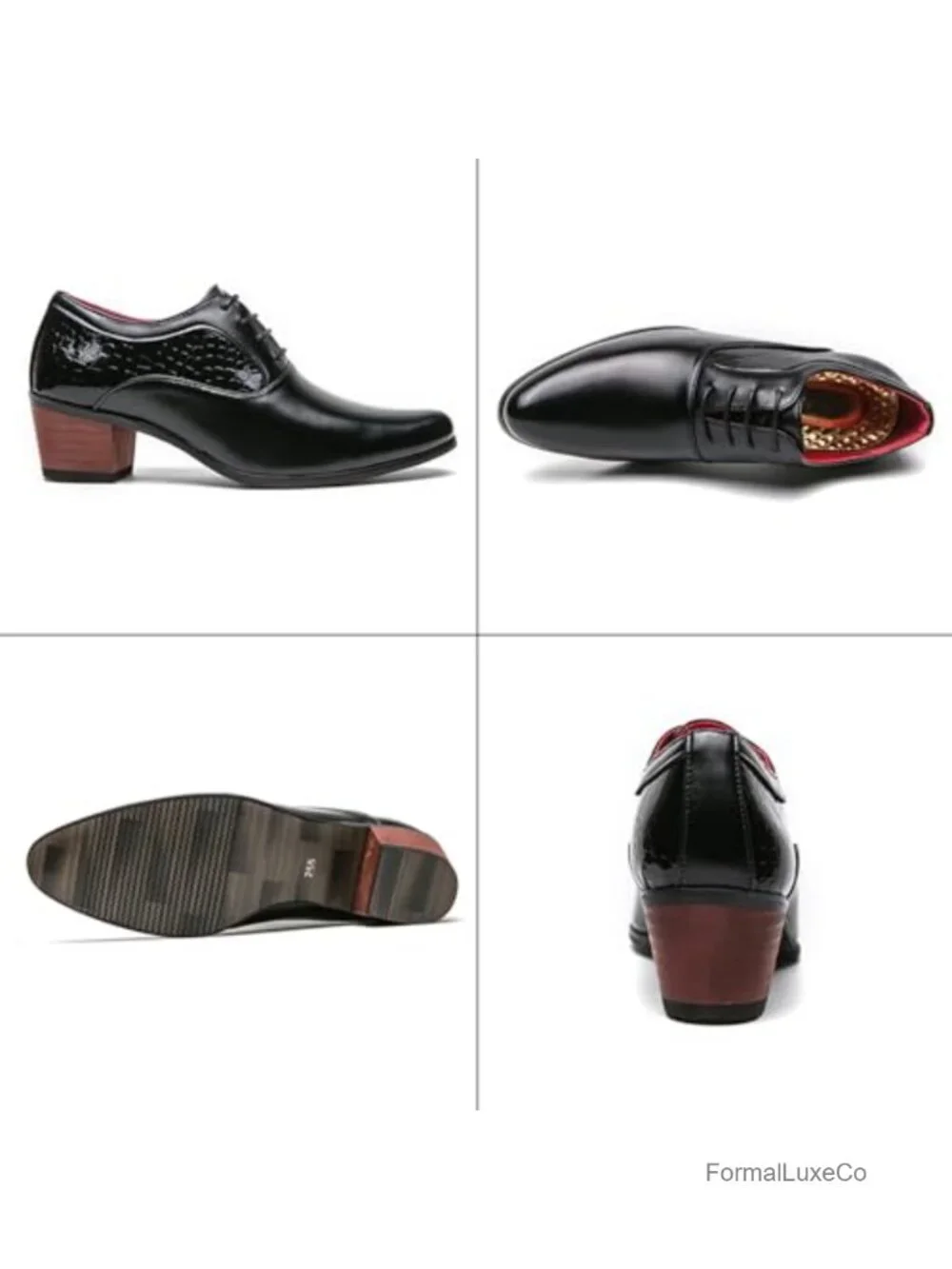 Men's Leather Derby Oxfords Shoes Classic Lace-up Low Top Pointed Toe Embossed